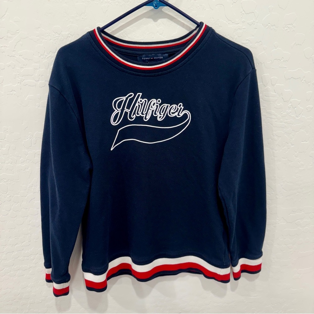 Tommy Hilfiger Sweatshirt Womens Small Navy Blue Americana Preppy Coastal